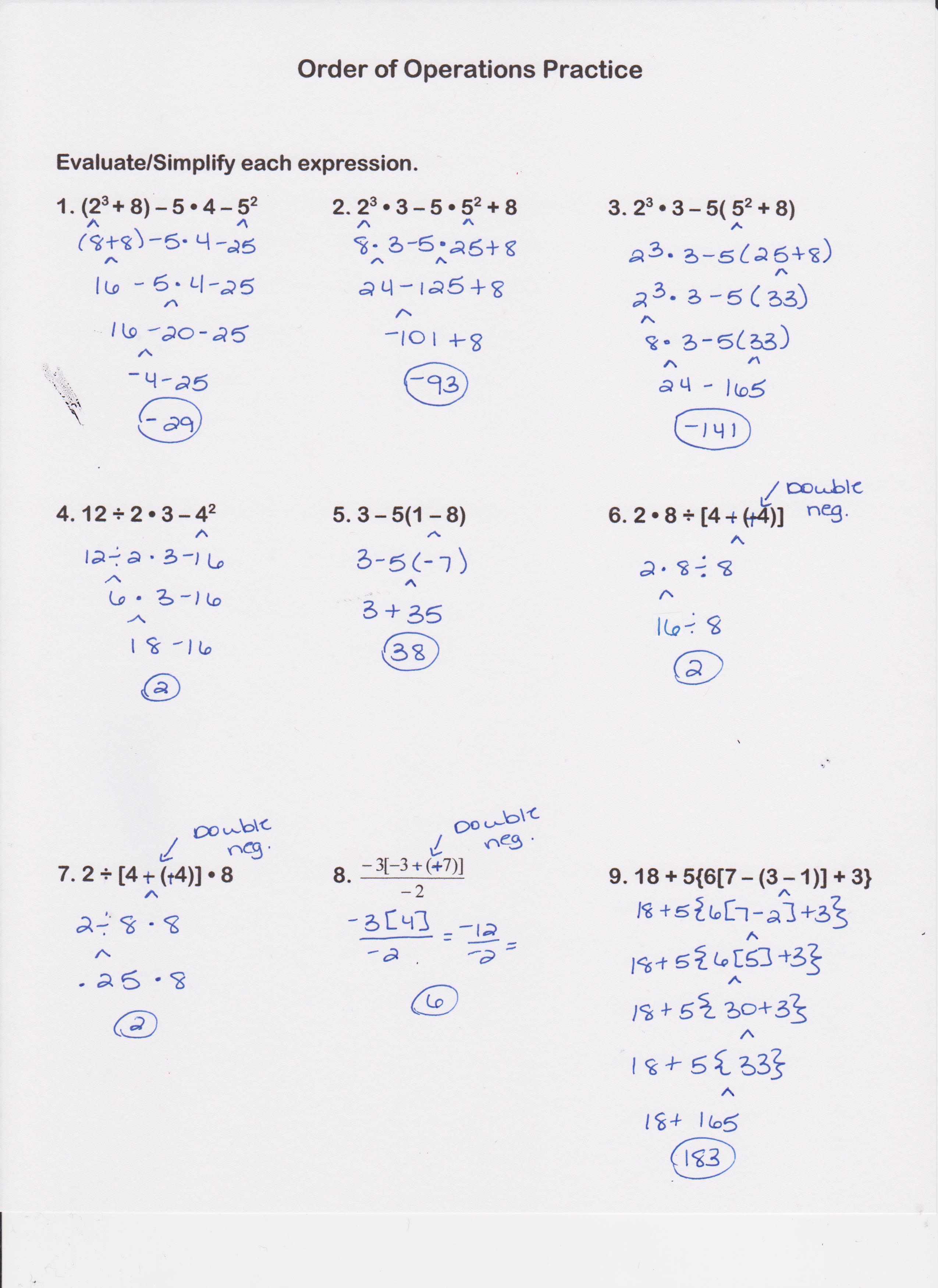 Order Of Operations Free Printable Worksheets With Answers Olivia Free Printable Math